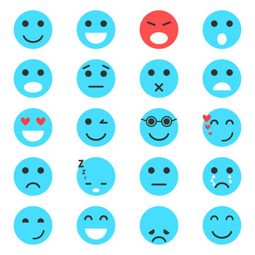 Set of Emoticons. Set of Emoji. Vector illustration