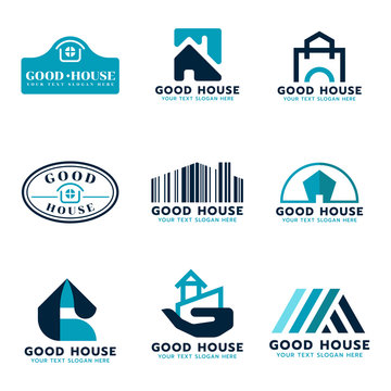 House logo vector set design (sea Blue and dark blue tone)