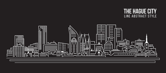 Cityscape Building Line art Vector Illustration design - The hague city - obrazy, fototapety, plakaty