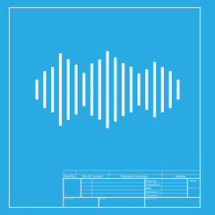 Sound waves icon. White section of icon on blueprint template.