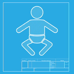 Fototapeta na wymiar Baby sign illustration. White section of icon on blueprint template.