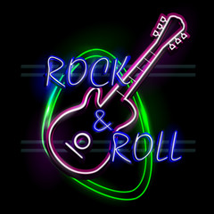 Obrazy na Plexi  Neon Light szyld do rock and rolla