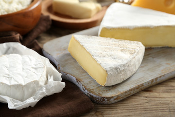 Cheese on wooden kitchen table