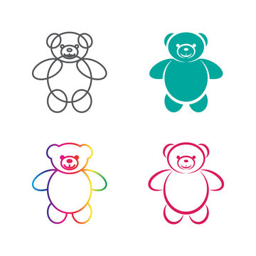 Vector images of teddy bear on a white background.