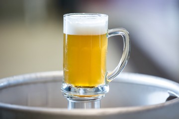 Close-up of beer pint