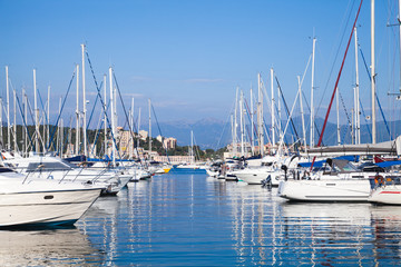 Yachts moored in marina of Ajaccio