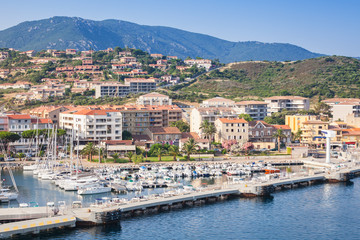 Fototapeta na wymiar Seaside view of Propriano port, South Corsica