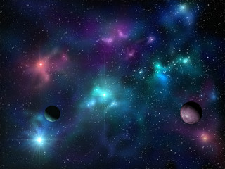 Obraz na płótnie Canvas space. planet against the background galaxies