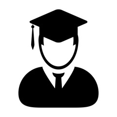 Student Icon - Male Graduation, Academic, Education, Degree, Mortar Board icon in glyph vector illustration