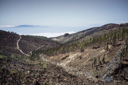 View from Mt Teide with  La Palma and La Gomera islands in background, Tenerife, Canary Islands, Spain