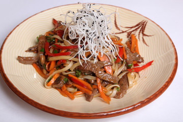 Chinese noodles with beef