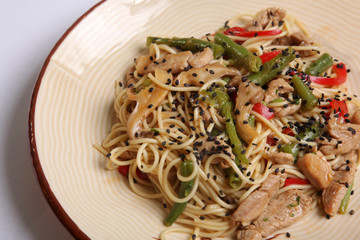 Chinese noodles with pork