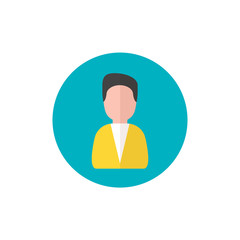 Man Icon. Manager symbol in flat style - round color vector icon.