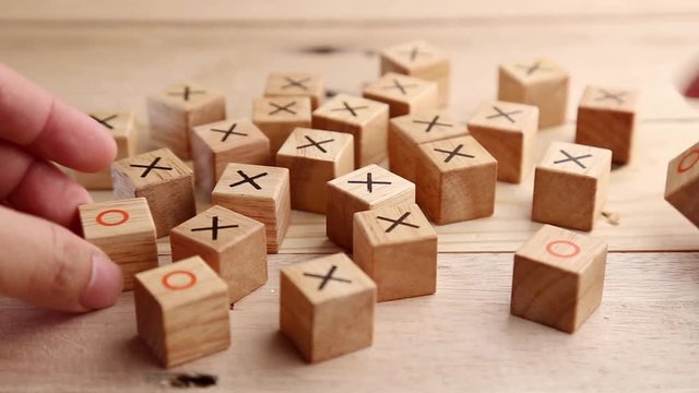 FLIPPING WOODEN BLOCK FROM WRONG TO RIGHT CREATIVITY IDEAS CONCEPT
