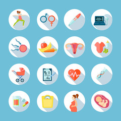 Pregnancy Round Icons Set 