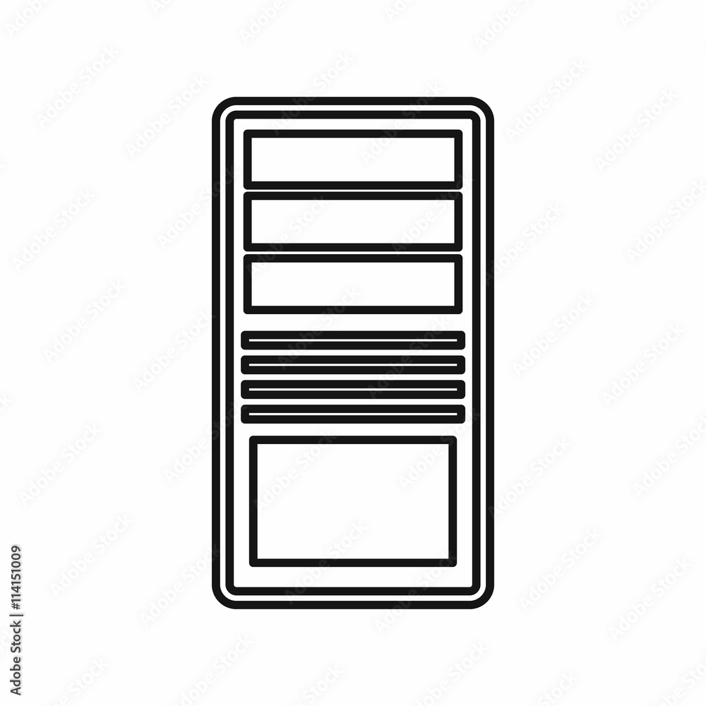 Poster black computer system unit icon, outline style