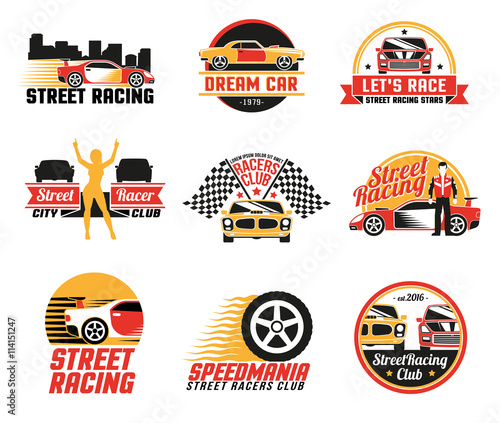 "Street Racing Logo Emblems Icons Set" fichier vectoriel libre de