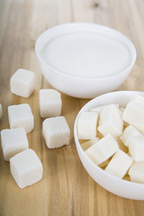 White sugar in a white bowls