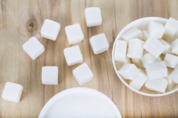 White sugar in a white bowls