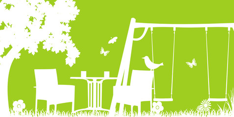 table de jardin terrasse balançoire © Ainoa