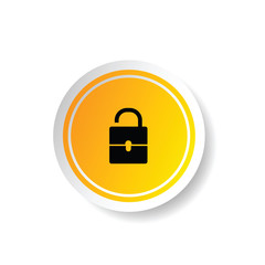 sticker in yellow color with padlock open illustration