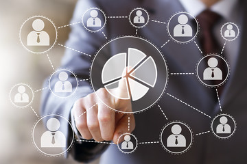 Man with chart online business diagram icon