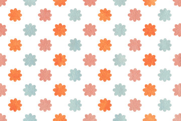 Watercolor pink, blue and orange flowers.