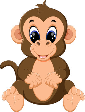 illustration of cute Cartoon monkey