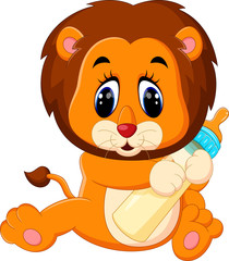illustration of cute baby lion cartoon