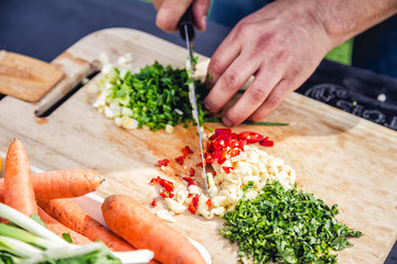 sliced parsley, dill, pepper and spices
