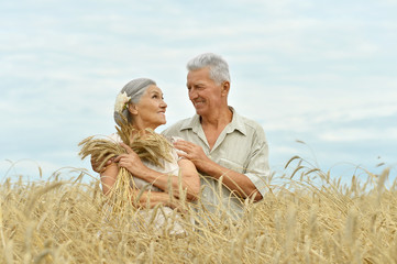 happy senior couple in summer