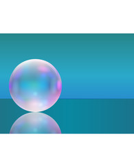 Frame with transparent realistic soap bubble.
