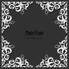 Filigree square frame. Vintage template.