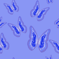 Seamless pattern of butterflies vector illustration. Beautiful butterflies on a blue background, can be used to background of web pages to fill the texture