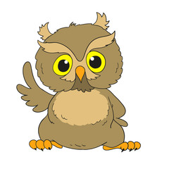 Cartoon character wise owl. Vector isolated