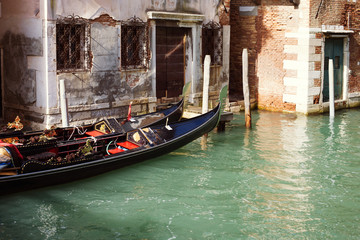 Fototapeta na wymiar two gondolas in Venice