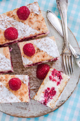 raspberry summer cake with fresh fruits