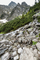 wild waterfall in high mlountains
