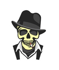 Skull in hat gangster