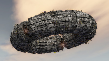 3d render. Futuristic spaceship UFO © Miguel Aguirre