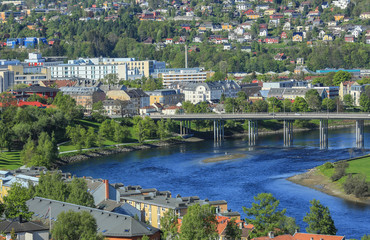 View of the river Nidelva in Trondheim, Norway