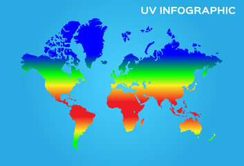 uv , ultraviolet world map infographic chart . uv vector graphic