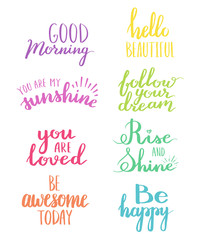 Lettering vector set. Motivational quote. Sweet cute inspiration typography. Calligraphy postcard poster graphic design element. Hand written sign.