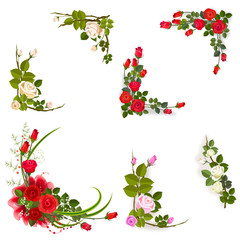 The set of corners in the form of a bouquet of roses. Flower arrangement of roses.