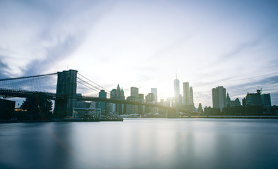 New york long exposure photo at dusk time