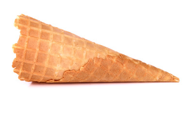 Wafer cup for ice-cream on white background