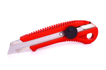 red paper knife isolated on white background