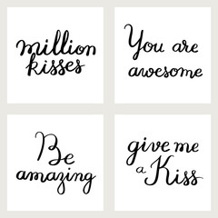 Inscriptions handmade. Written brush. Suitable for cards and greetings. Kiss day.