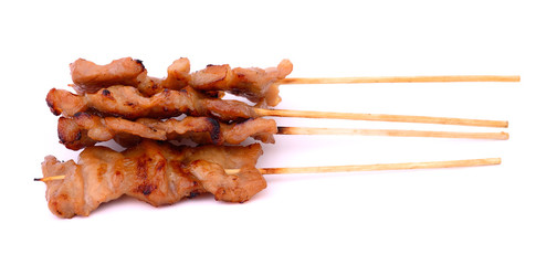 grilled pork, Thai food style, roasted pork on white background