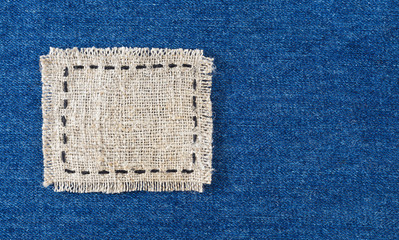 canvas label on jeans background